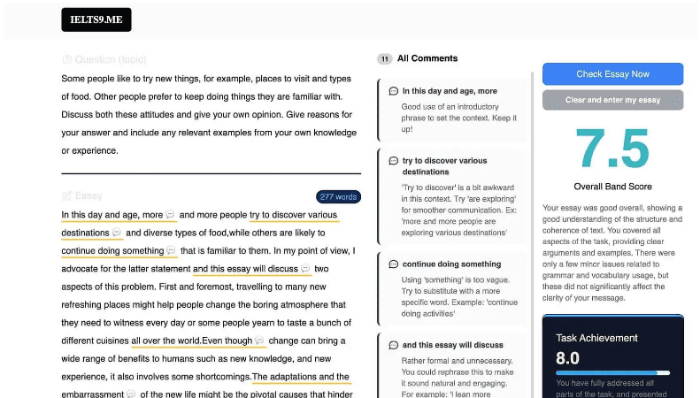 IELTS9ME-基于GPT4的雅思作文批改和评分工具网站插图