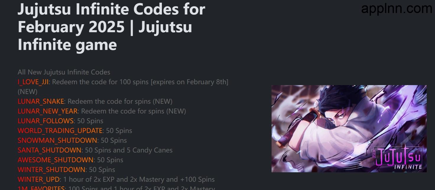 Jujutsu Infinite Codes：解锁《咒术回战无限》的免费福利与攻略秘籍插图