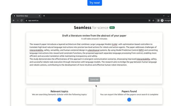 Seamless-AI文献综述生成器 根据论文描述起草文献综述